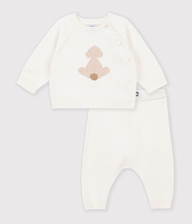 Patterned knitted set for babies MILK