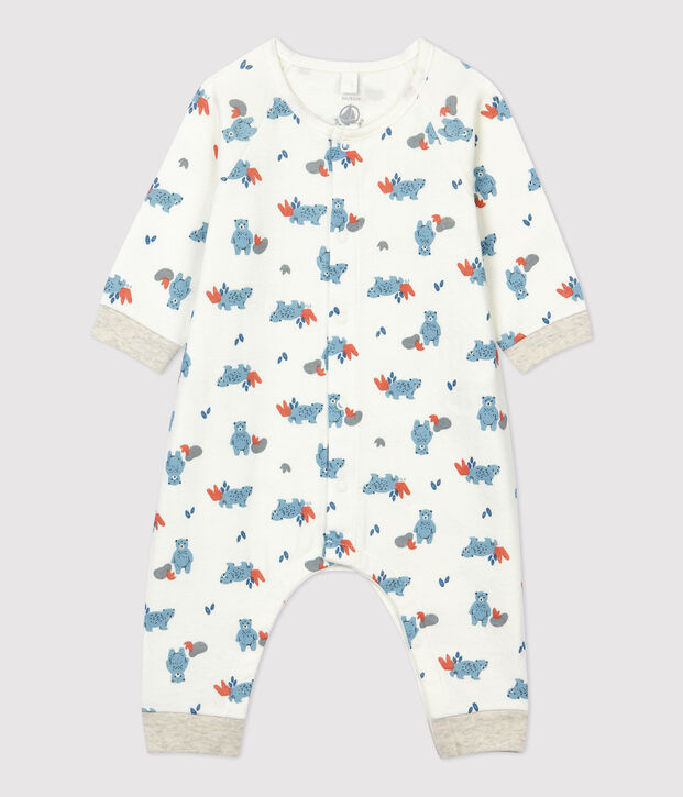 Babies' Bear Print Organic Cotton Jumpsuit white/multicolor