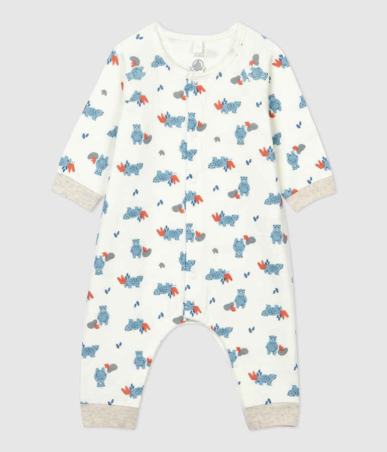 Babies' Bear Print Organic Cotton Jumpsuit white/multicolor