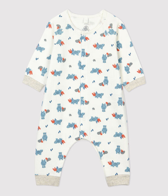 Babies' Bear Print Organic Cotton Jumpsuit MARSHMALLOW white/MULTICO white
