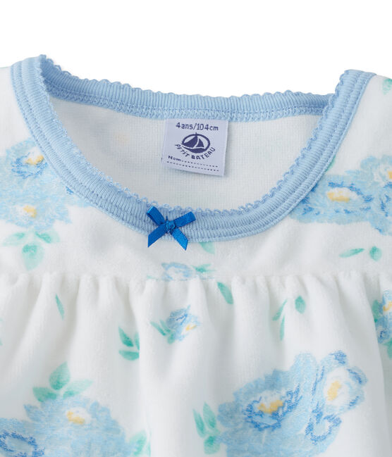 Girls' nightdress in print velour and coordinating leggings LAIT white/BLEU blue/MULTICO