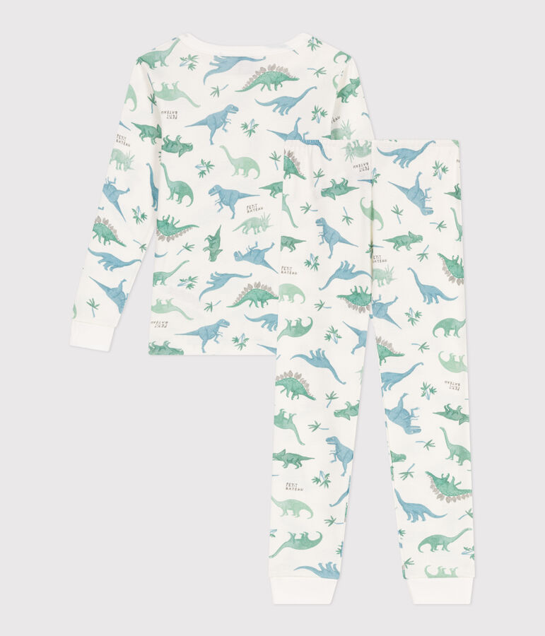 Very fitted children's pajamas in printed cotton white/multicolor