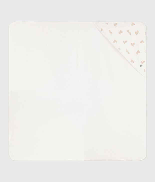 Babies' square cotton bath wrap white/BRUN