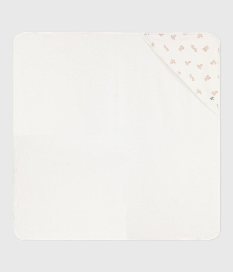 Babies' square cotton bath wrap white/BRUN