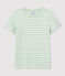 Women's Straight Fit Organic Cotton Round Neck T-Shirt HERBIER green/MARSHMALLOW