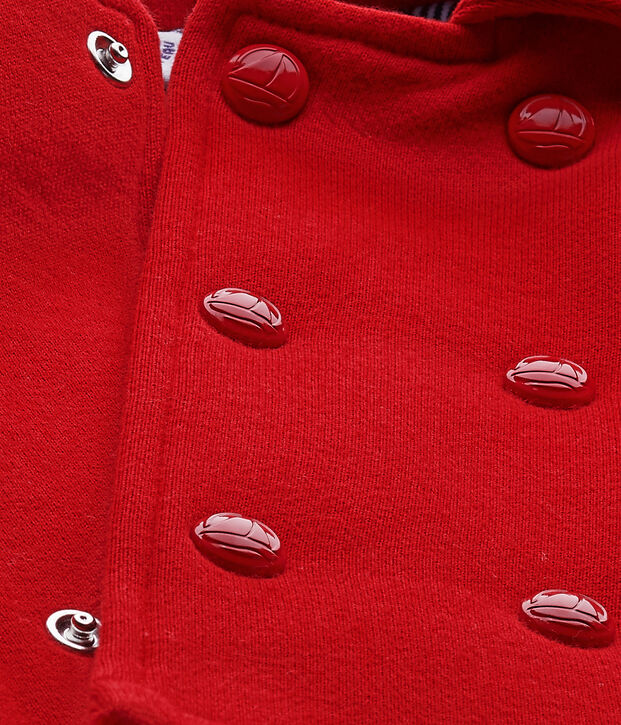 Unisex baby's pea jacket in fleece red