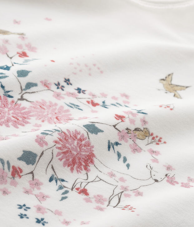 Girl's terry velour pyjamas with motif white/yellow