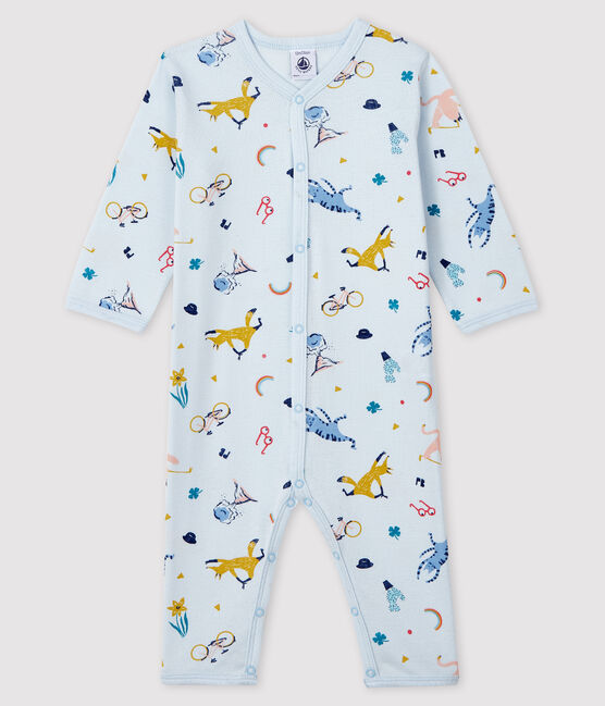 Baby Boys' Blue Animal Print Ribbed Sleepsuit FRAICHEUR blue/MULTICO white