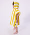 Children's stripy cotton terry bath poncho yellow/white
