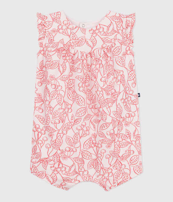 Babies' sleeveless jumpsuit in cotton with a pink cherry print FLEUR pink/SPI