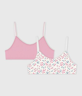Pack of children's floral print cotton bra tops