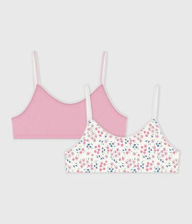 Pack of children's floral print cotton bra tops