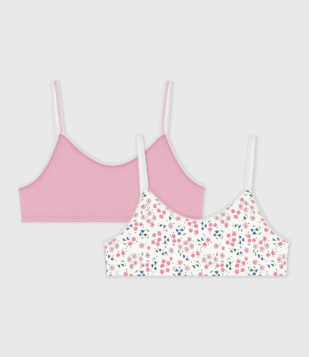 Pack of children's floral print cotton bra tops multicolor