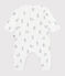 Babies' footless rabbit print cotton pyjama suit MARSHMALLOW white/GRIS grey