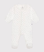 Babies' printed cotton pyjama suit MARSHMALLOW blue/GOMME white