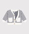 Babies' thick jersey cardigan MARSHMALLOW white/SMOKING blue