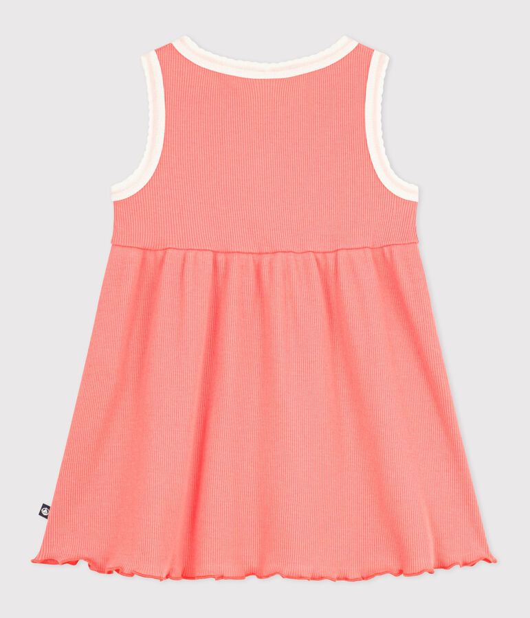 Babies' sleeveless plain cotton dress pink