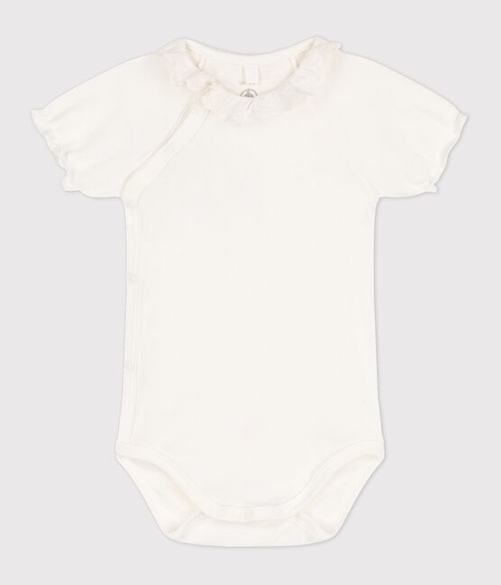 Baby Girls' Organic Cotton Bodysuit with Collar MARSHMALLOW white