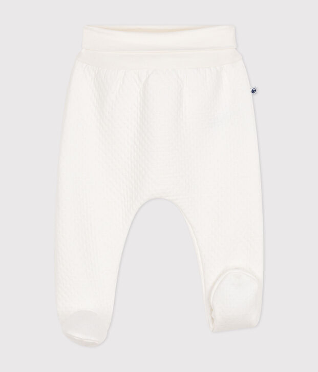 Babies' tube knit trousers with feet white