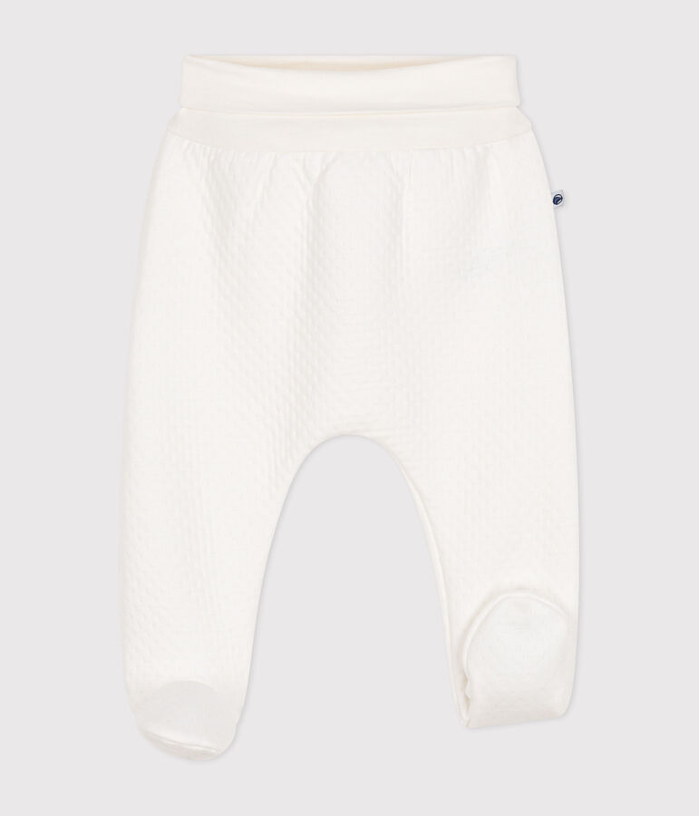 Babies' tube knit trousers with feet white