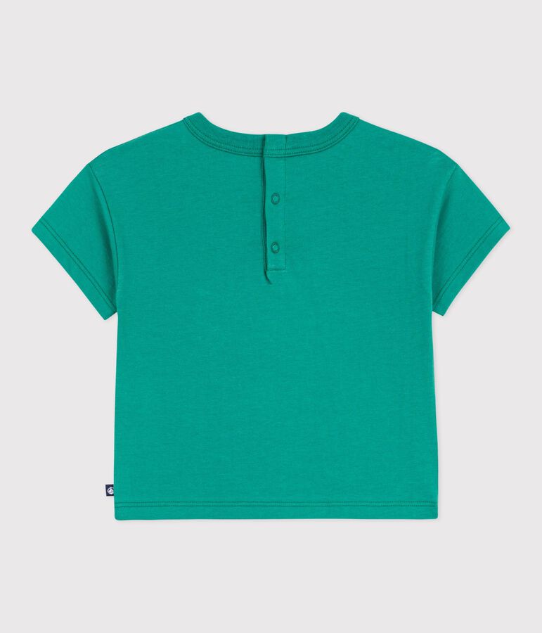 Babies' short-sleeved cotton T-shirt with a seagull motif GREENY green