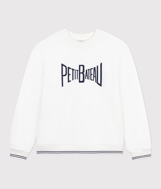 Women's printed cotton sweatshirt MARSHMALLOW white