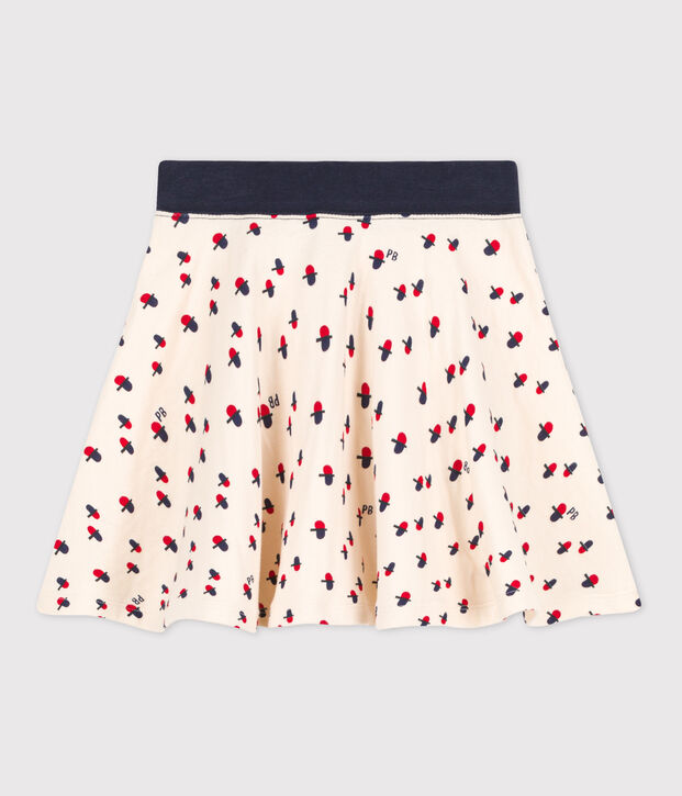 Girls' Tube-Knit Patterned Skirt Ecru/multicolor