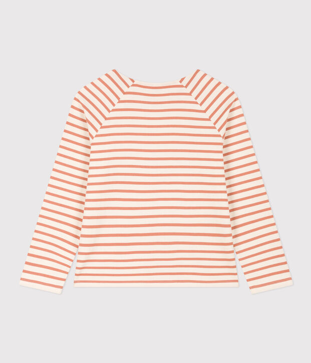 Women's Buttoned Cotton Breton Top Ecru/pink