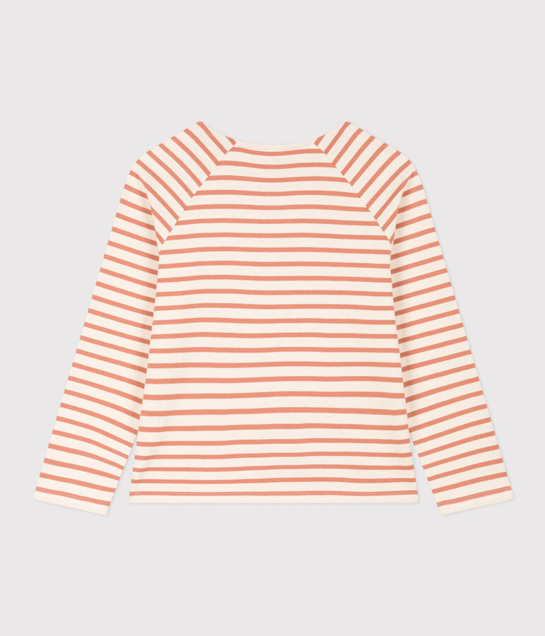 Women's Buttoned Cotton Breton Top Ecru/pink