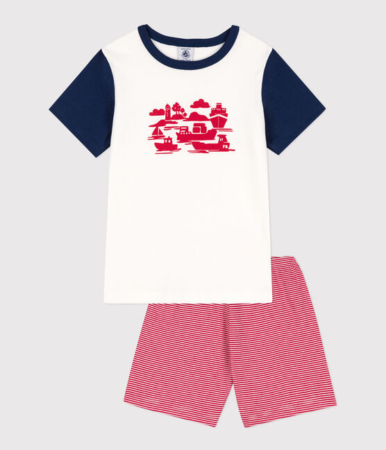 Boys' Le Havre Cotton Short Pyjamas MARSHMALLOW white/MULTICO white