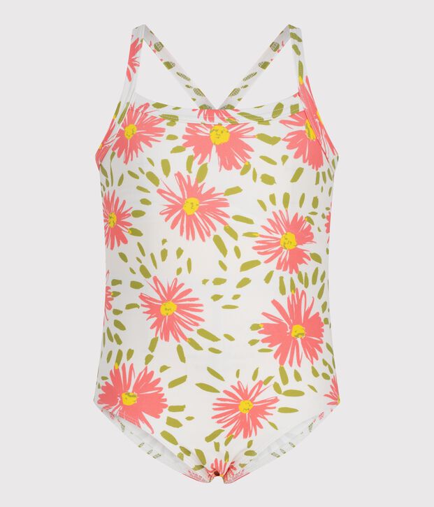 Children's one-piece floral swimsuit white/multicolor