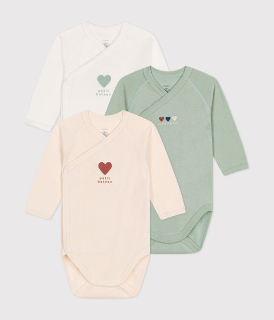 Babies' Long-Sleeved Wrapover Cotton Bodysuits - 3-Pack variante 1