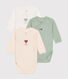 Babies' Long-Sleeved Wrapover Cotton Bodysuits - 3-Pack