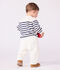 Babies' stripy wool and cotton sailor-style jumper blue/blue
