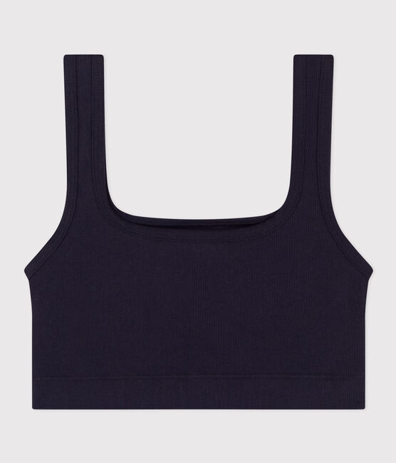 Women's Plain Cotton and Elastane Bra SMOKING blue