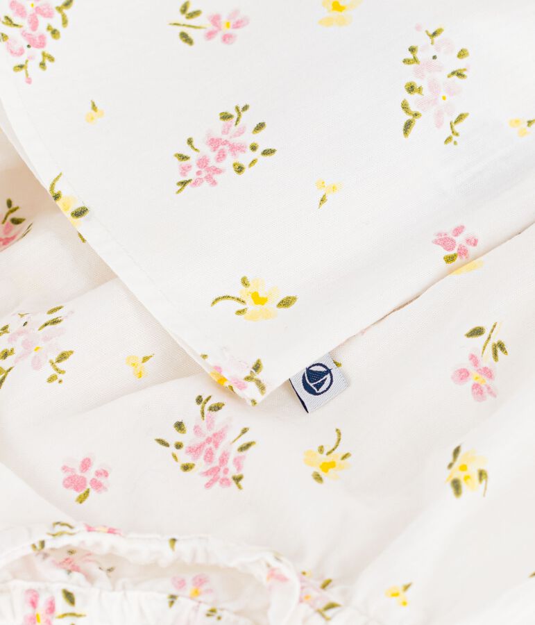 Babies' 2-piece cotton outfit, comprising  blouse and bloomers with a floral print MARSHMALLOW white/MULTICO white