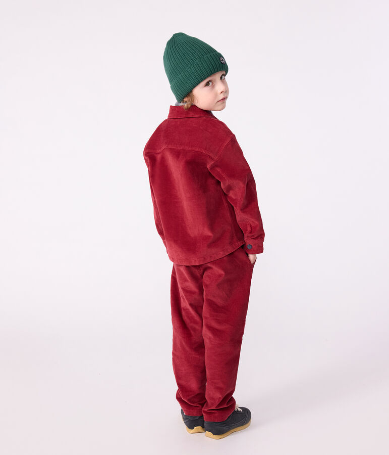Children's plain corduroy shirt red