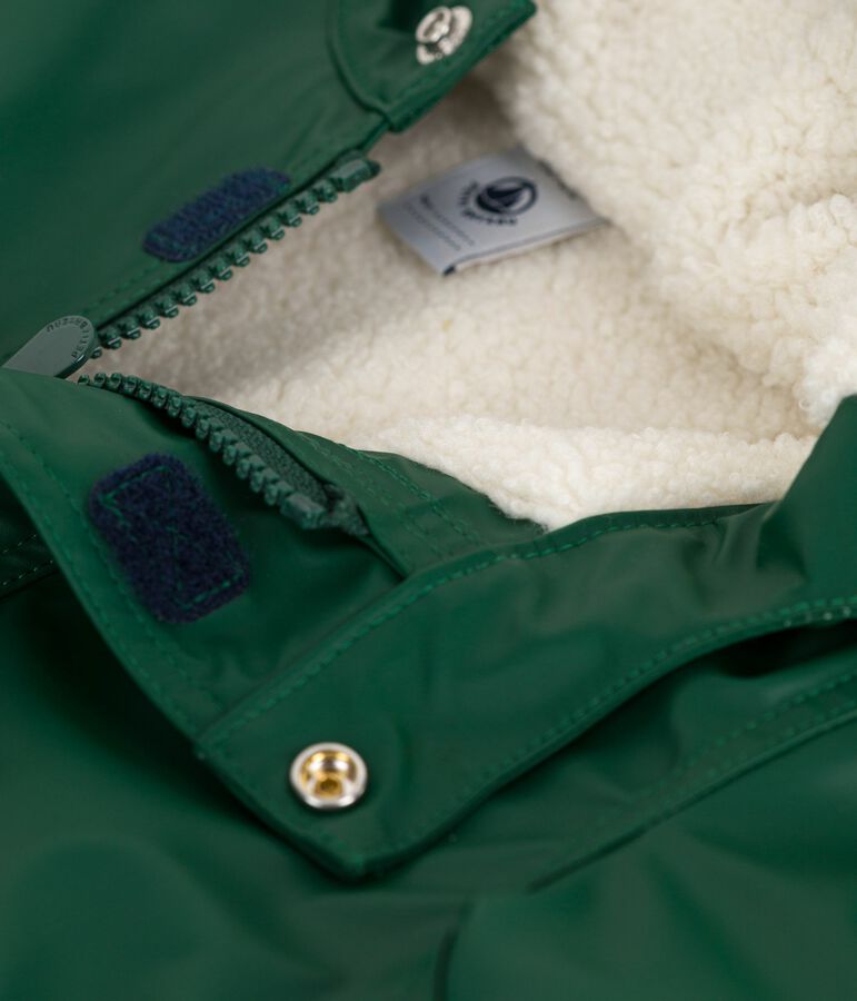 Babies' warm sherpa-lined raincoat green