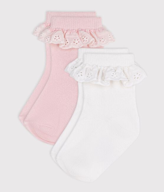 Pack of 2 pairs of babies' cotton socks with frills variante 1