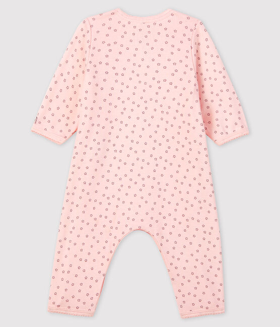 Baby Girls' Starry Footless Organic Cotton Bodyjama FLEUR pink/CONCRETE grey