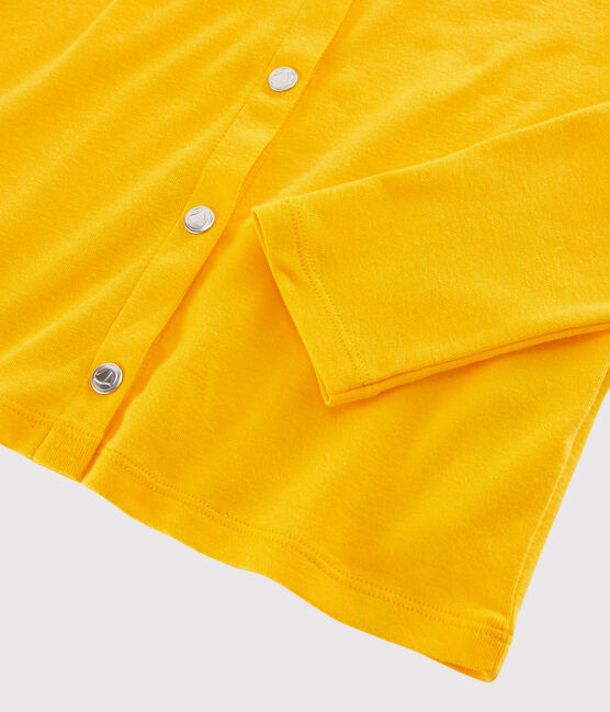 Girls' Cotton Cardigan JAUNE yellow