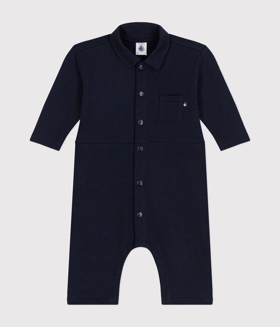 Babies' Long Fleece Jumpsuit SMOKING blue