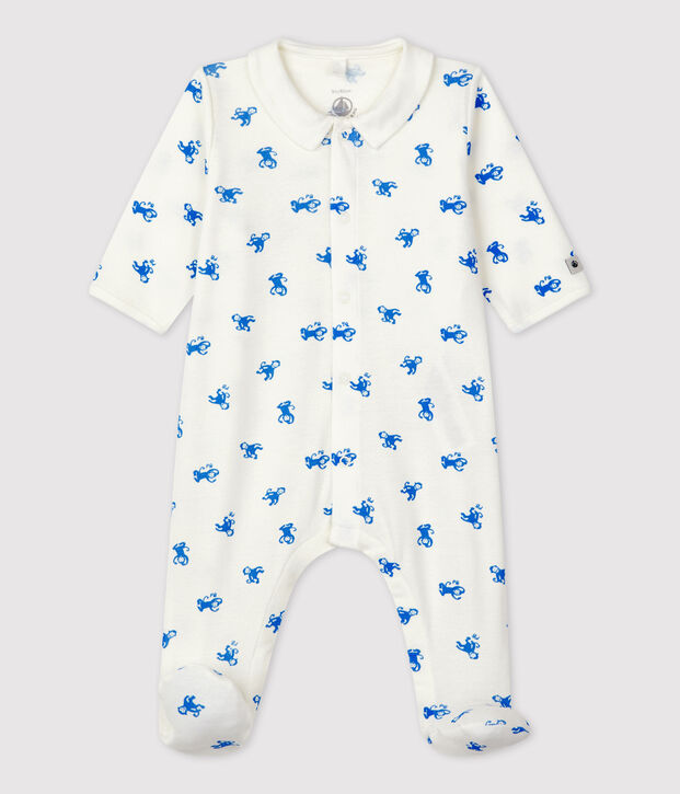Babies' Organic Cotton Sleepsuit white/blue