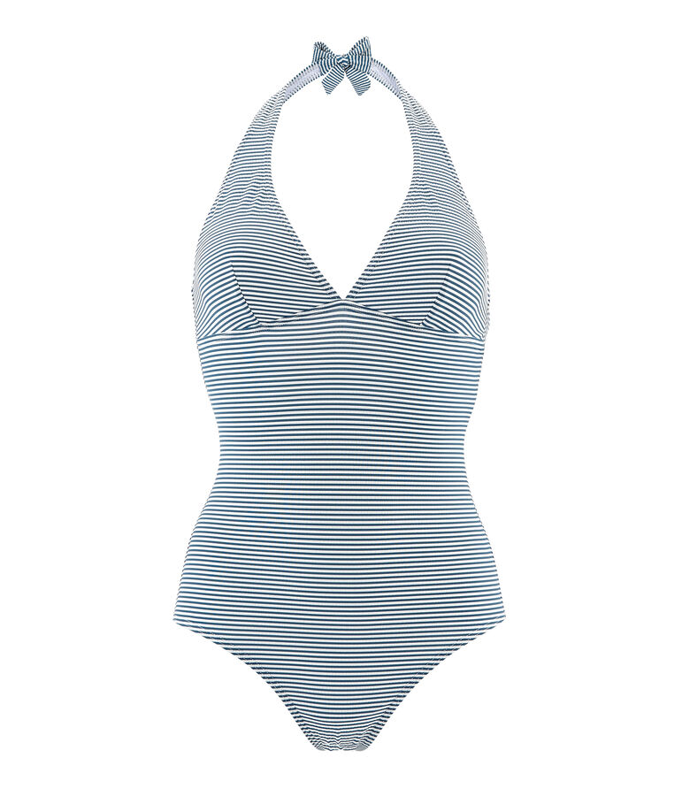 Women's 1-piece swimsuit green/white
