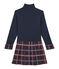 Girl's dual fabric polo neck dress SMOKING blue/MULTICO white