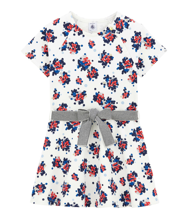 Flower print cotton sweatshirt dress MARSHMALLOW white/MULTICO white