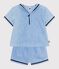 Babies' 2-piece set in chambray including a T-shirt with a sailor collar blue
