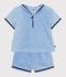 Babies' 2-piece set in chambray including a T-shirt with a sailor collar blue