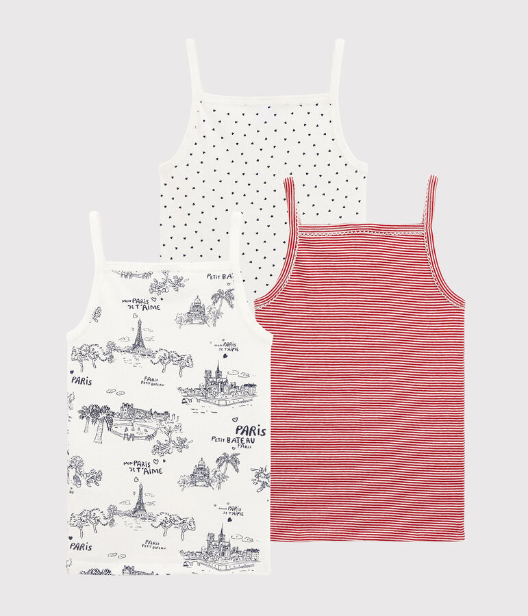 Girls' Paris Print Strappy Vests - 3-Pack multicolor