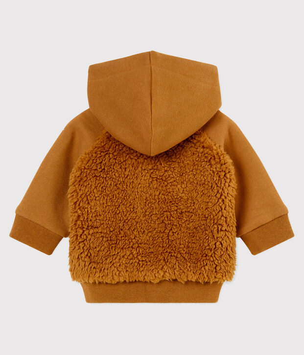 Baby boy's hooded sherpa sweatshirt brown